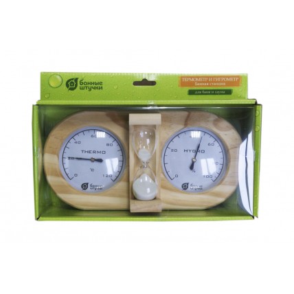 Термогигрометр Банная станция +песочные часы 27*13,8*7,5 см